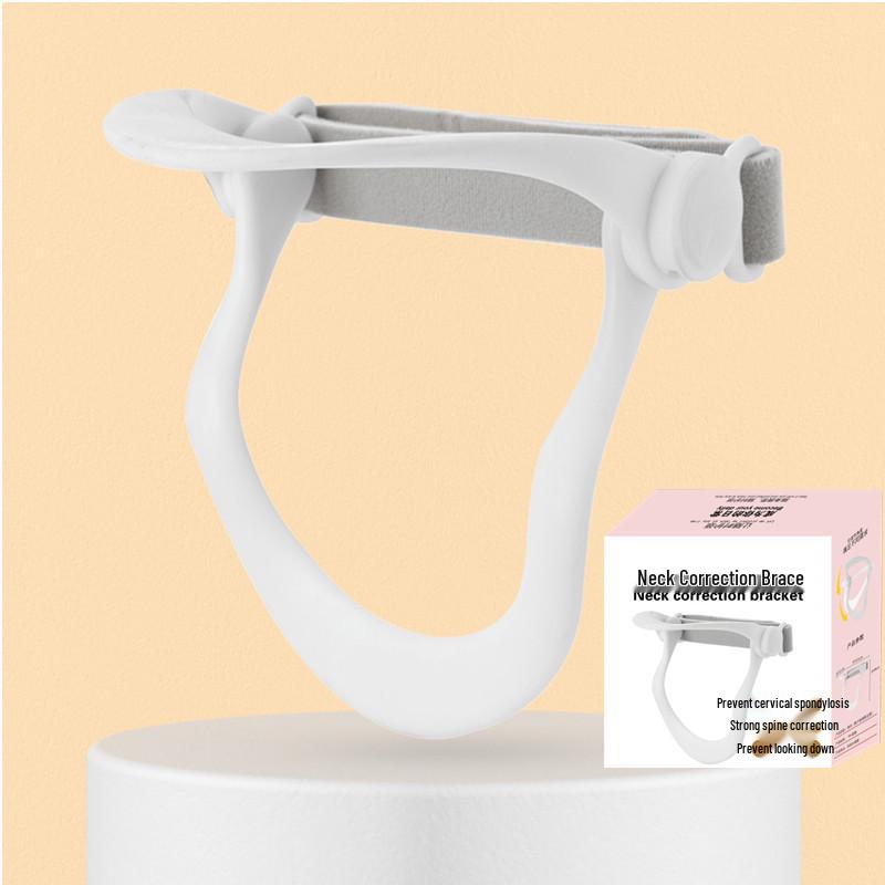 Breathable White Neck Brace: Adjustable Height, Anti-Forward Posture, Portable Support for Neck Lines