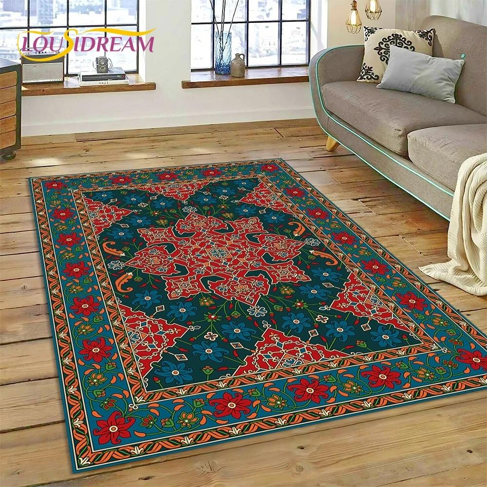 3D Turkey Persian Bohemian Mandala Flower Koberec do ložnice Obývací pokoj Domácí Dekorace na pohovku,Děti Large Decor Floor Mat