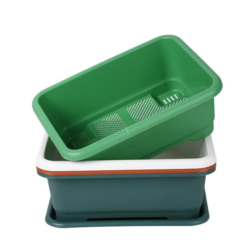 Vegetable Planter Shatterproof Impact Resistance Drain Hole Design Rectangular Flower Pot Windowsill Planter Box Garden Supplies