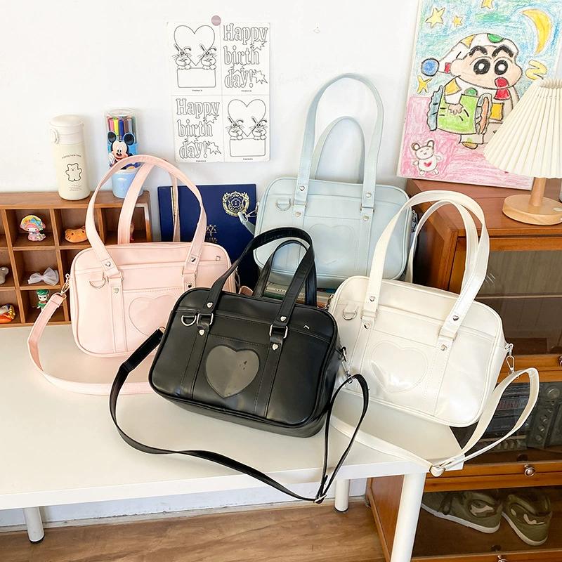 Japanese JK Uniform Bag Shoulder Messenger Commuter College Style Student Bag Love Backpack Student Soft Girl PU Female Bag