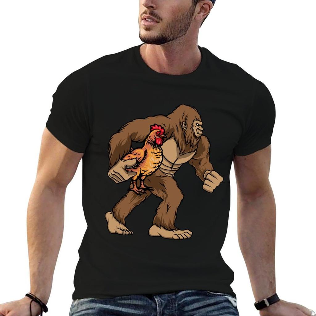 Bigfoot Carrying Chicken Funny Sasquatch Gift Tshirt Halloween Theme Tshirt