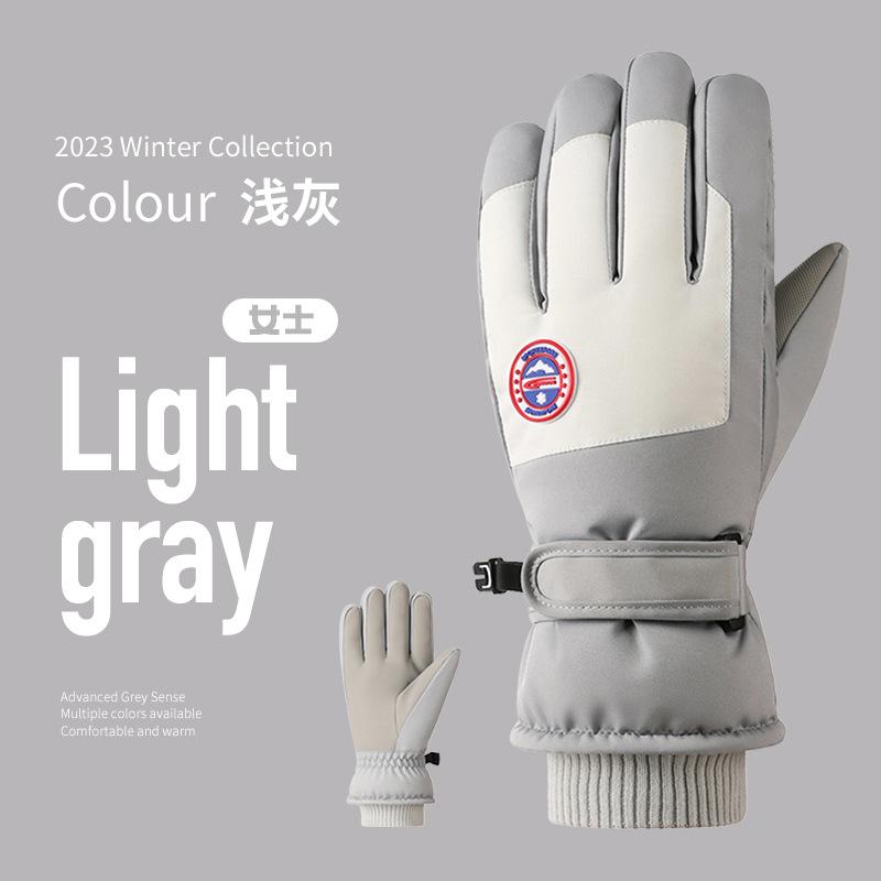 Ski Gloves Fleece Men's and Women's Ski Gloves Female Students Outdoor Electric Vehicle Riding Fleece Finger Gloves Men's Winter