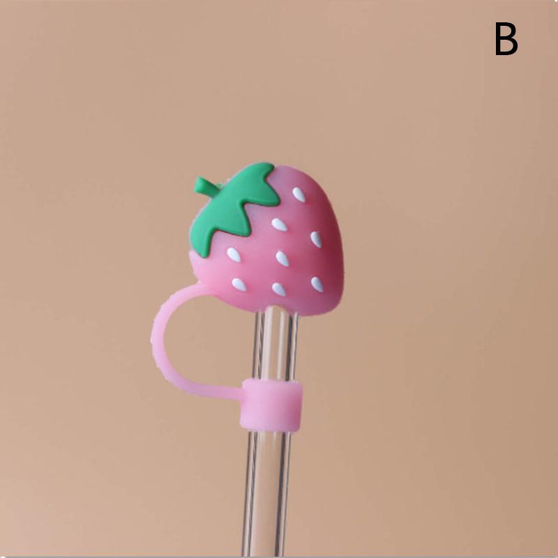 10mm jahodové jednorožcové duhové tvarované krytky na brčka, roztomilé silikonové krytky na brčka