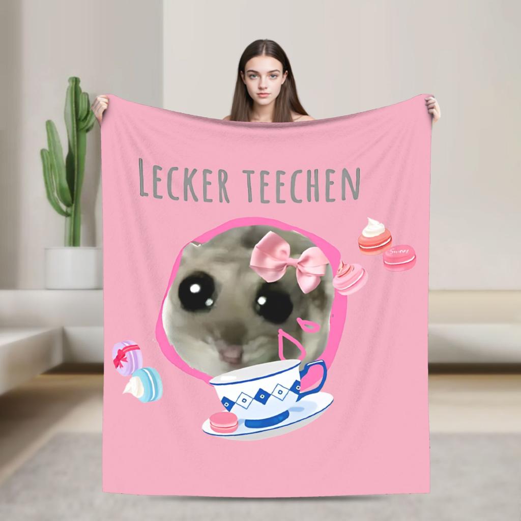 Lustiger Hamster Schlafsüße Decke Flanell Dekoration Schlafenszeit Schläfrig Multifunktion Ultra-Weiche Überwurfdecken für Bettwäsche