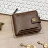 Vintage Solid Color Men'S Wallet Pu Leather Short Card Holder Purse Hasp Zipper Clutch Wallets Coin Purse For Men