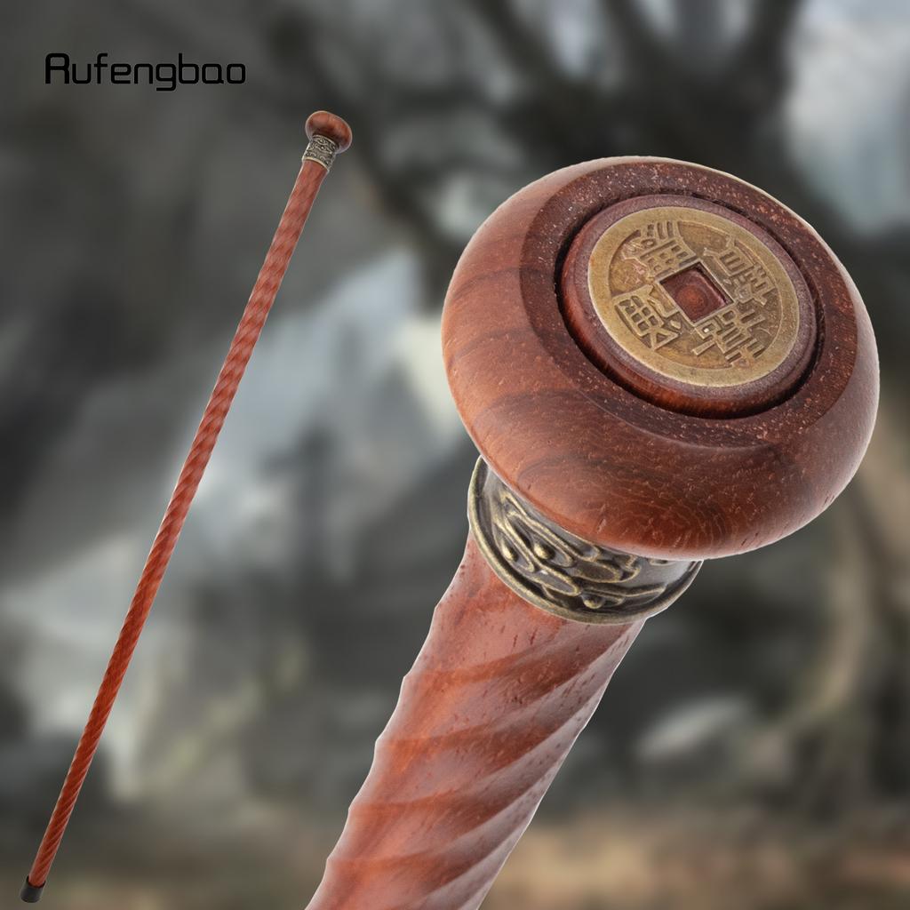Copper Rotate Round Wooden Traditional Fashion Stick Decorative Cospaly Party Wood Cane Halloween Wand 95cm