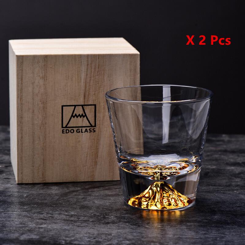 250ml Golden Mountain Whiskey Glass Japanese Style Crystal Wine Glasses Old-fashioned XO Whisky Tumbler Chivas Brandy Cup Gift
