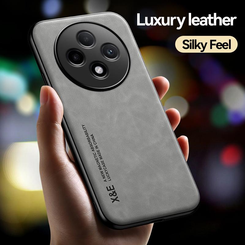 Leather Texture Coque For Oppo Reno 12F 5G Case Soft Silicone Frame Protect Back Cover for OPPO Reno12F 12 F Car Magnetic Funda