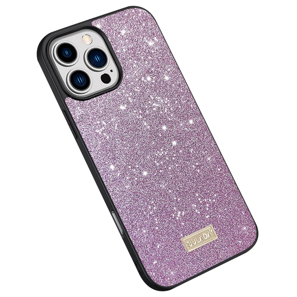 

SULADA For iPhone 16 Pro Case PU Leather+PC+TPU Glitter Sequins Back Phone Cover E