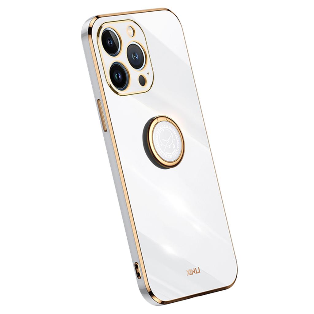 XINLI For iPhone 16 Pro Max Case Ring Kickstand Electroplating TPU Phone Cover