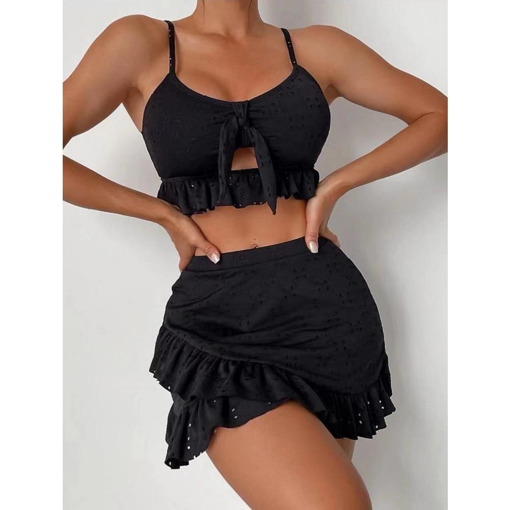 European and American Hip Skirt Split Swimsuit Three-piece Station Strap Beach Bikini Swimsuit