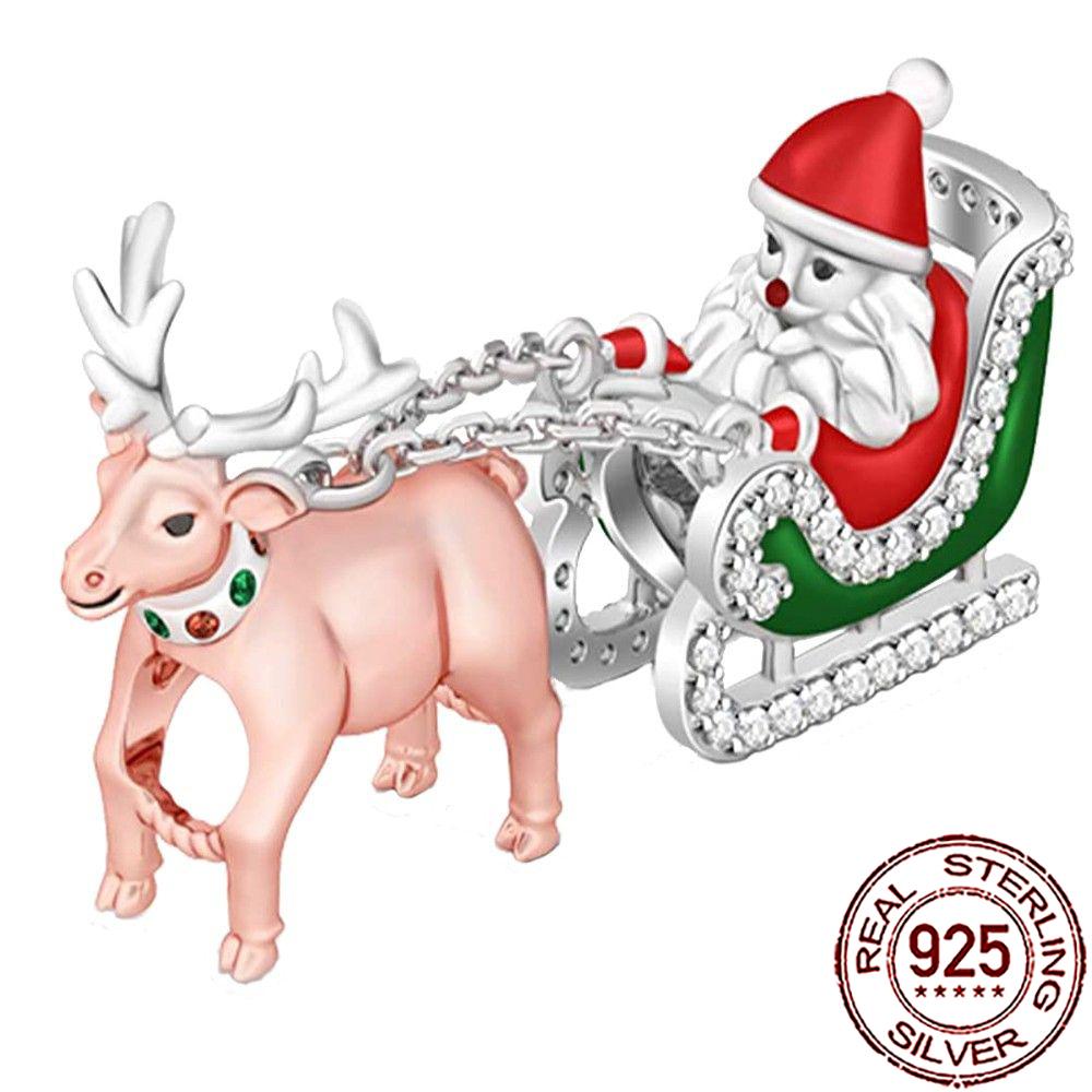 Novos Berloques de Cobre de Natal Papai Noel Berloques para Pulseira Corrente Cobra Colar Feminino Joias Diy