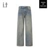 CHOCOOLATE Unisex Vintage Washed Distressed Straight-Fit Denim Jeans