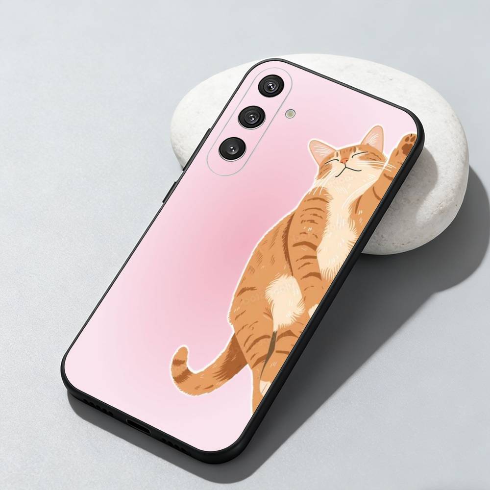 cute cat Phone Case For Samsung Galaxy A73,A72,A71,A70,A52,A51 Others Soft Black Cover