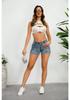 Women's Plus Size High Waist Ripped Denim Shorts