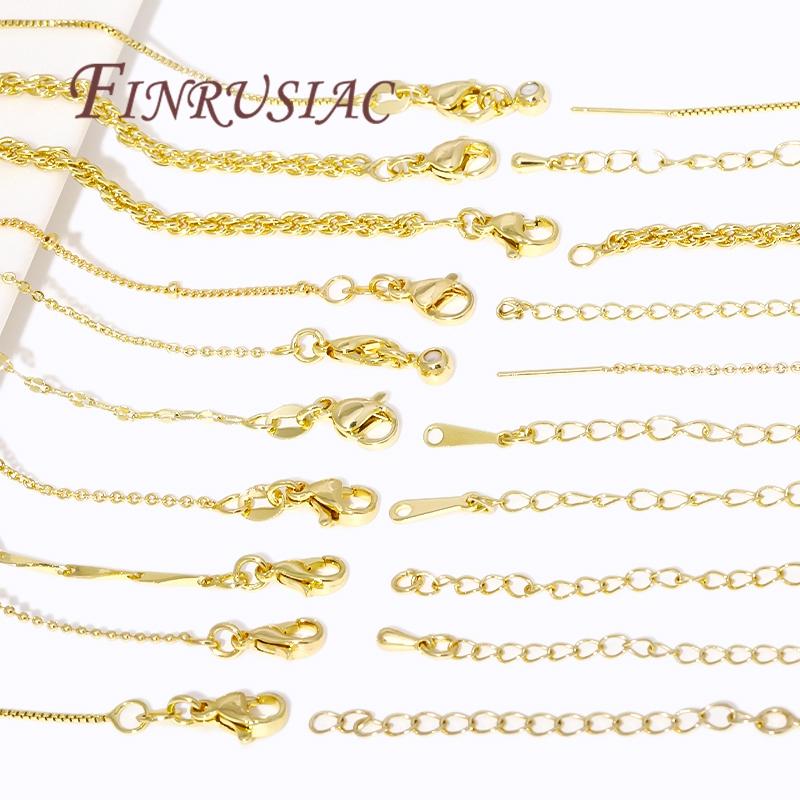 5 Pieces/Lot Adjustable Chains 18K Gold Plated Necklace Chains For Jewelry Making Findings,Pendants Chain with Lobster Clasps