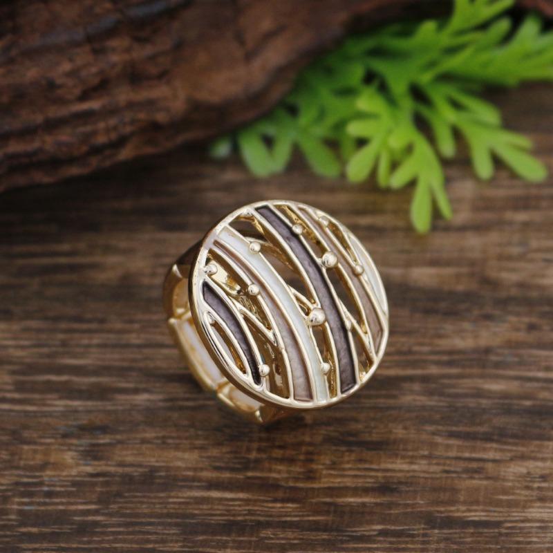 

Новое эмалевое цветное круглое полое эластичное кольцо с линией, женское модное круглое геометрическое кольцо с линией