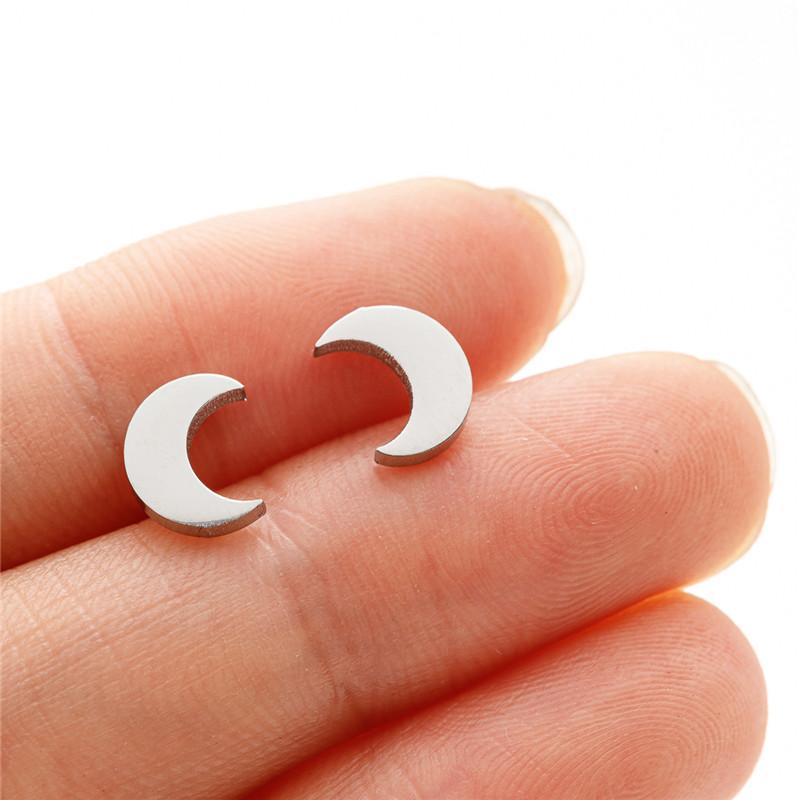 Kleine Edelstahl-Ohrringe Geometrisch Damen Herren Minimalistisch Rund Herz Mond Stern Ohrstecker Dreieck Pendientes Geschenk