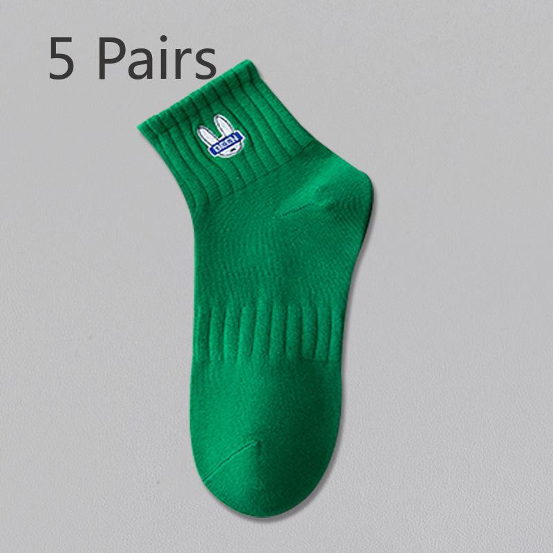 5 Pairs of Men's Spring and Autumn Sports Basketball Cotton Sweat Absorbing Deodorizing Tube Socks
