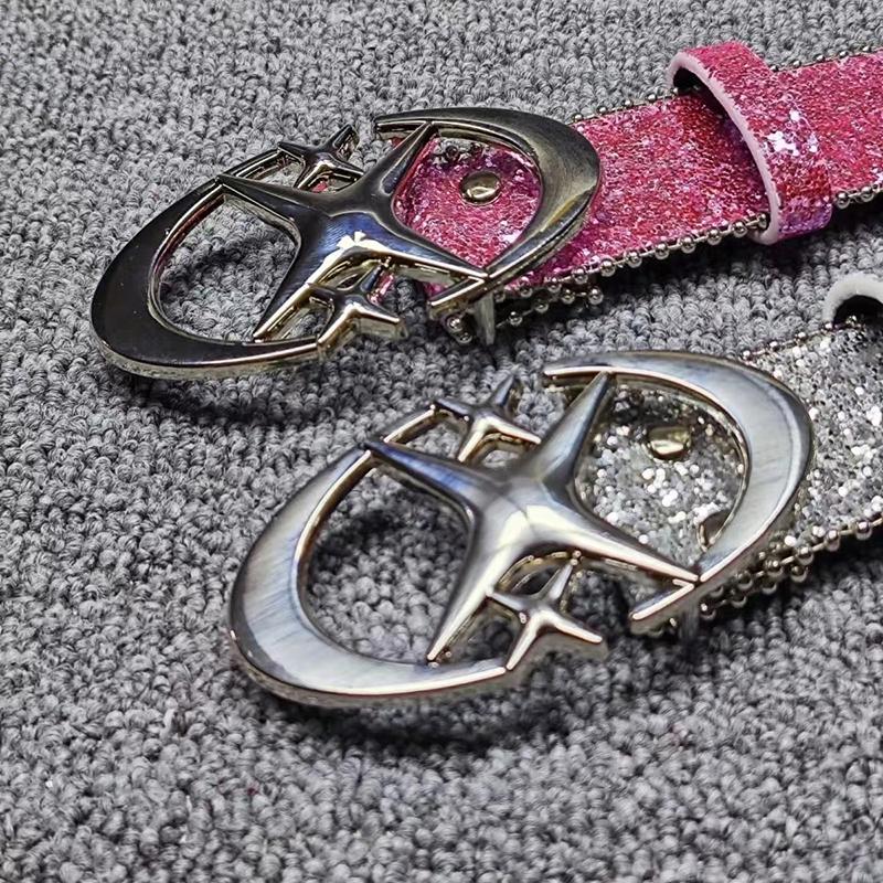 Trendy Punk Cross Star Buckle Belt Design Metal Gothic Men Women Y2K Belt Pu Leather Waistband Jeans Pants Decorative Belt