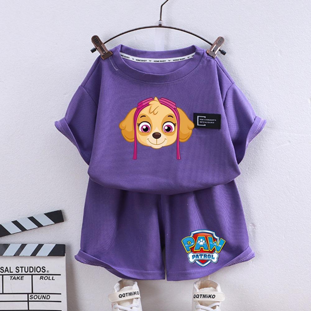 Paw Patrols Series Shorts Set Summer Cartoon Short Sleeve  for Boy Casual Tracksuit Birthday Gifts
