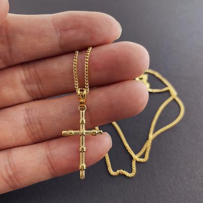 Gold Color Necklace Religious Cross Pendant Necklace Men And Women Jewelry Gifts