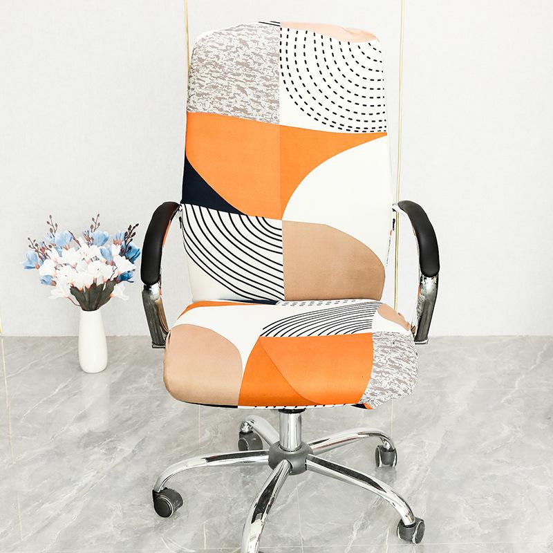 Stretch Spandex Printed Milk Silk Office Chair Cover with Zipper Removable Anti-dirty Computer Rotating Chair Protector
