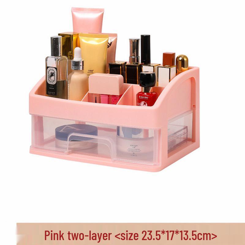 Jewelry & Cosmetic Storage Box - Transparent Dustproof Desktop Organizer with Drawers