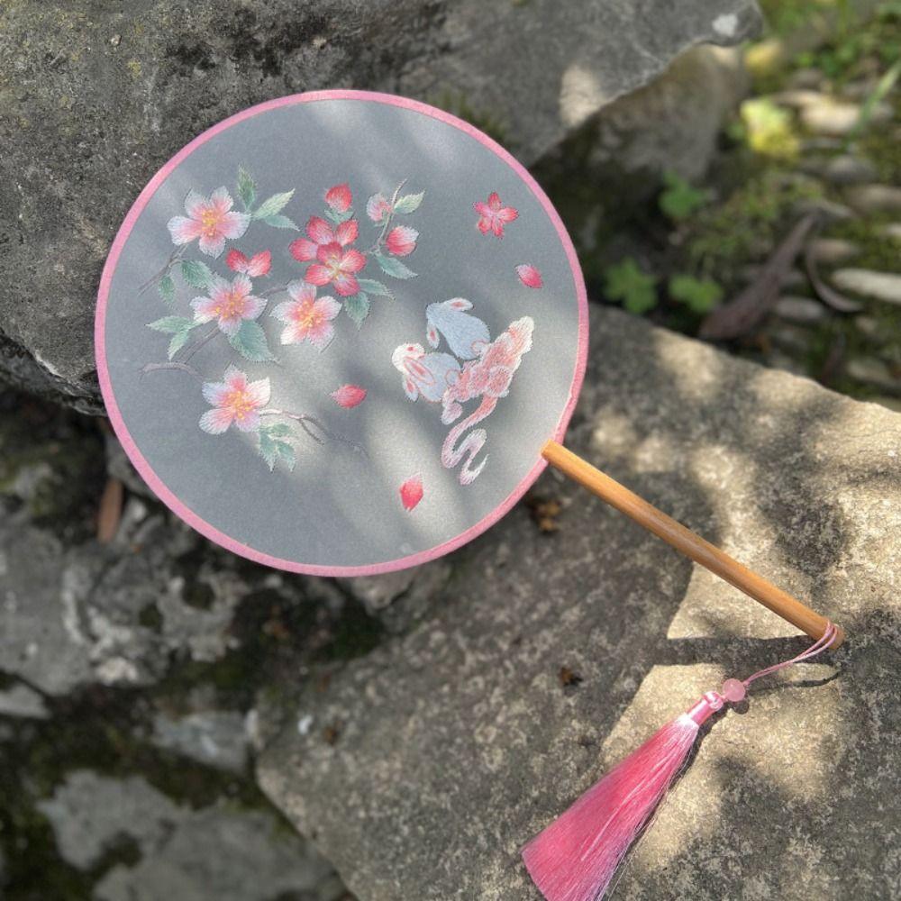 with Tassels Chinese Style Fan Chinese Style Silk Fan Dance Fan Embroidery Fan  Photography Prop