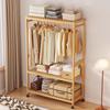 Minimalist Bamboo Clothes Rack with Storage Cabinet