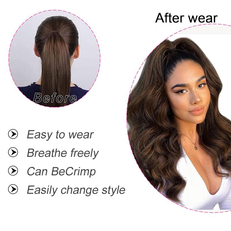 Long curly hair ponytail Ponytail Extension Straight Drawstring Pony Tails Hair Extensions Long 22 inch Synthetic Fake Ponytails Natural