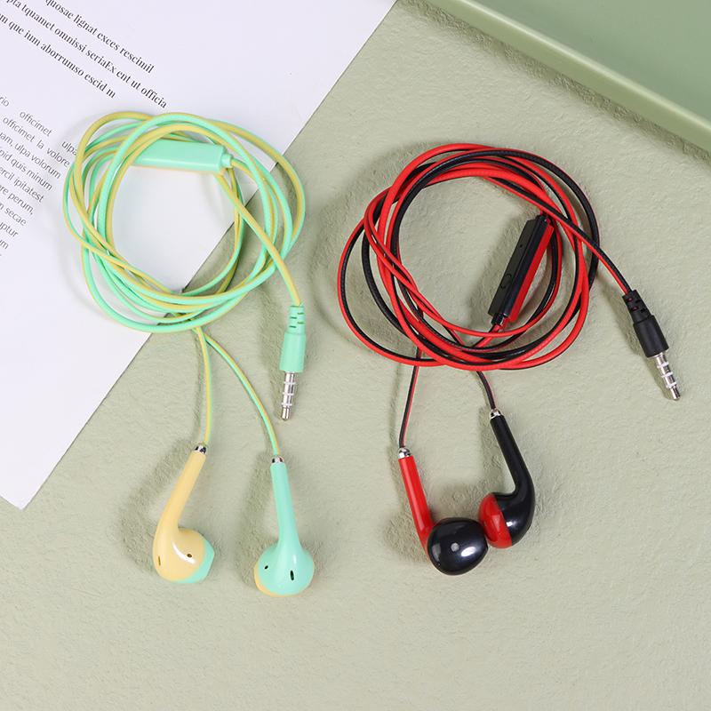 Universal 3.5Mm Stereo In-Ear Macaron Color Headphones Sport Music Earbud Wired Earphones With Mic For Xiaomi Huawei Samsung