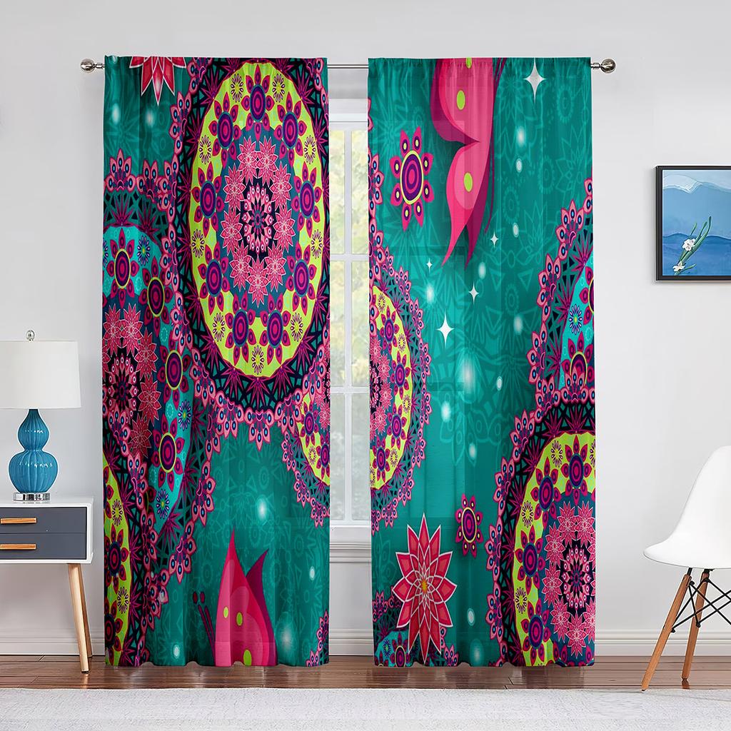 Purple Paisley Based on Traditional Eastern Pastel Design Tulle Curtain for Living Room Bedroom Decor Sheer Voile Window Curtain