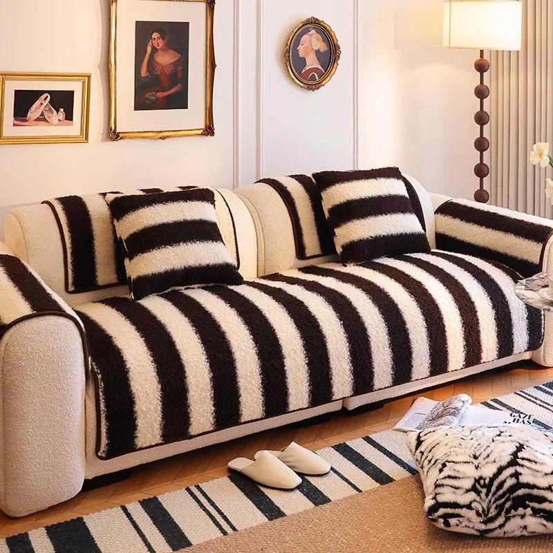 

Lamb Wool Thicken Sofa Mat Light Luxury Warm Sofa Cushion Mat Anti-slip Couch Towel Sofa Covers for Living Room Seat Covers A 70x70
