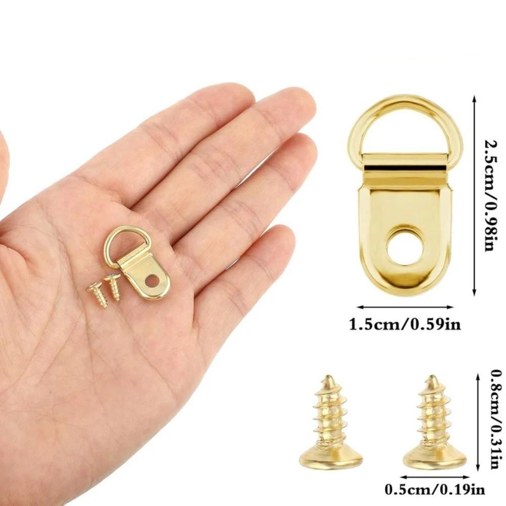 50pcs Hangers Picture Frame Hangers 50pcs Screws with Screw Hook Wall Triangle D-Ring D-type Design Multi-functional