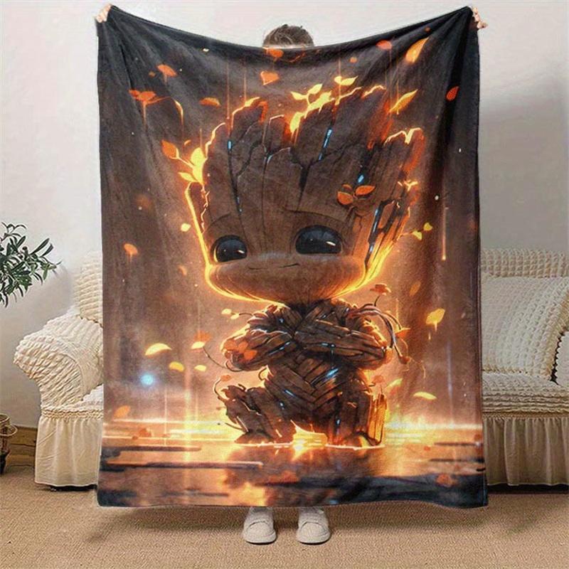 1pc Groot Printing Blanket - Soft, All-Season Throw for Office Blanket, Personalized Gift with Adorable Cartoon Design
