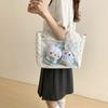 Single Shoulder Large Capacity Tote Canvas Commuting Versatile Canvas Baby Bag Student Class Cute Polka Dot Pain Bag Girl