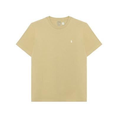 Polo Solid Color Pony Embroidered Round Neck Short Sleeve T-Shirt Kids Tops Beige 323832904-153