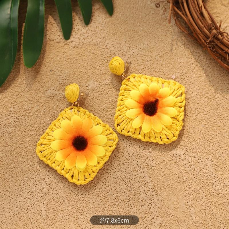 Handmade flower stud earrings - Bohemian style ear rings accessory