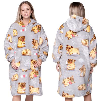 KOC BLUZA Oversize Ciepła Gruba KOCOBLUZA 2w1 XXL MOPSY Futrzak [KB-W7]