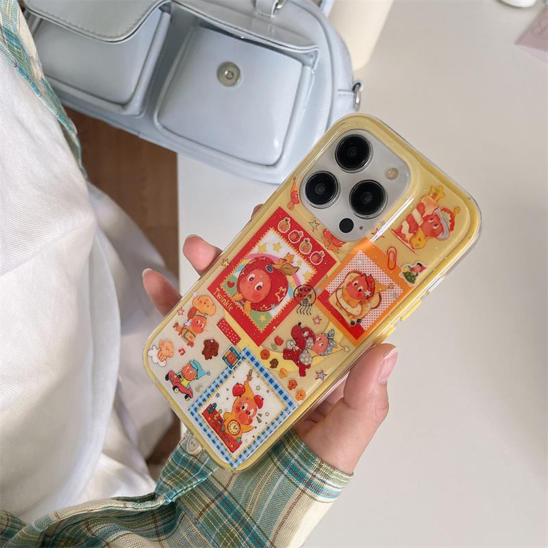 Kawaii Cartoon Magnetic Phone Case For iPhone 16 Pro 15 14 13 Pro Max Shockproof Cover with Magsafe Stand Holder Hard Cases Capa