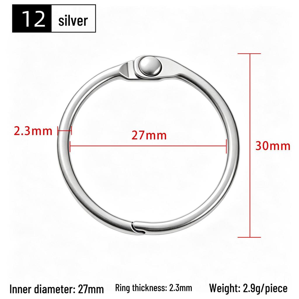 30mm Colorful Metal Book Ring & Keychain Buckle - DIY Open Jump, Loose-Leaf & Card Holder