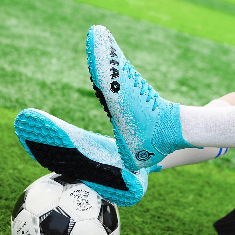 High-top foreign trade football shoes men's sports football shoes broken nails spikes student non-slip football game training shoes