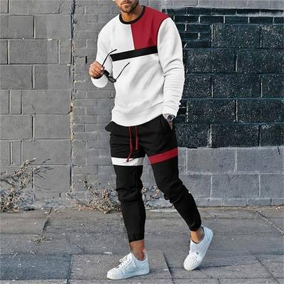 Sommer 2-teiliges Set Trainingsanzug Herren Langarm T-Shirt + Jogginghose Anzug Herren Streetwear Vintage Übergröße Sweatshirt Herrenbekleidung