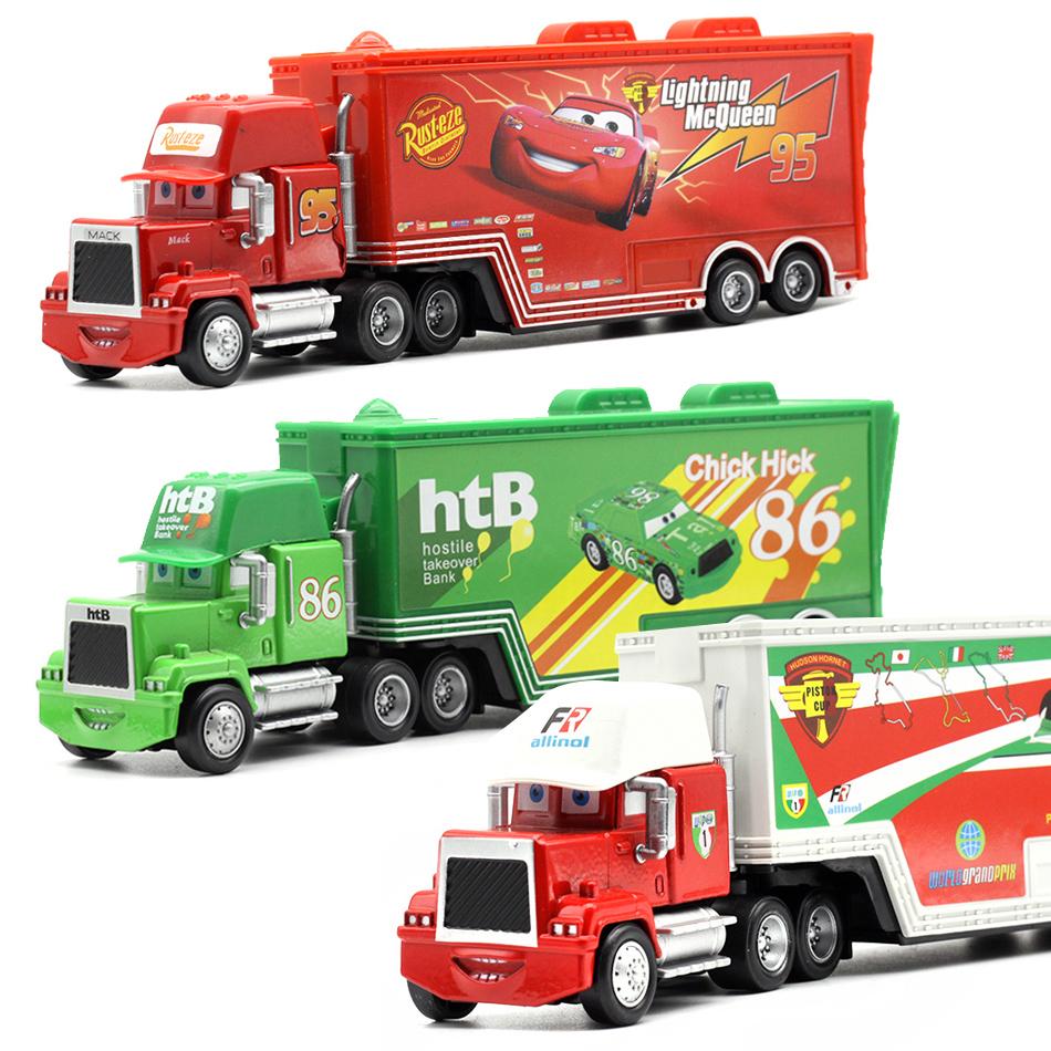 Sale Disney Pixar Cars Toys Lightning McQueen Chick Hicks Mack Truck and Car Set Collection Die Metal Model Birthday Gift