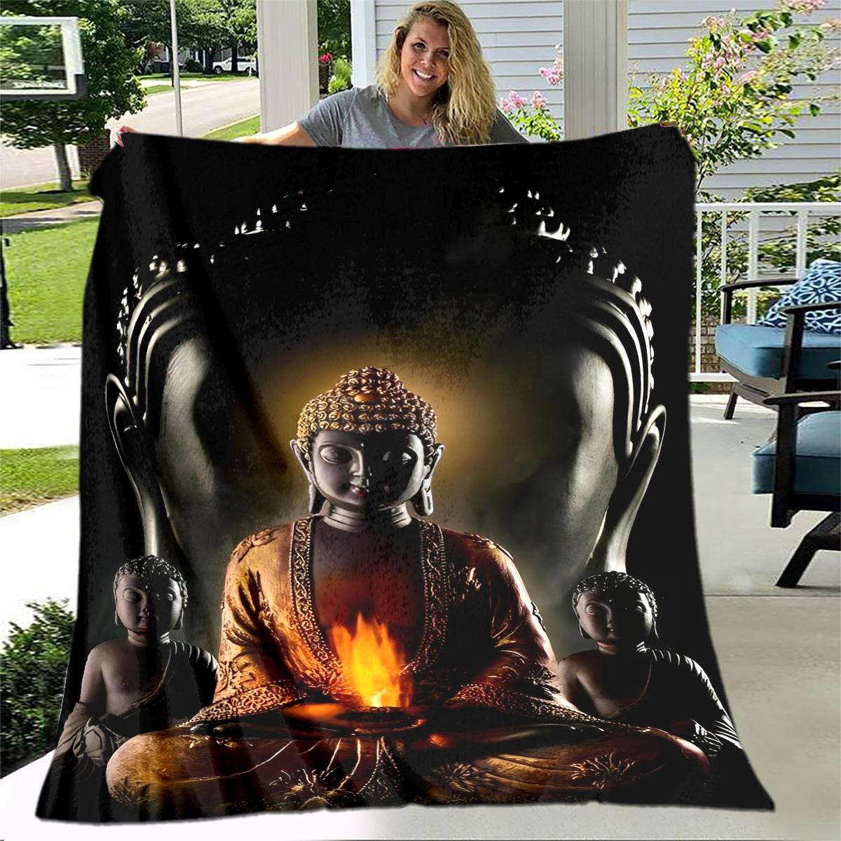 

Плюшевое одеяло Будды Шакьямуни Гуаньинь Бодхисаттвы, фланелевое одеяло, плед для гостиной, спальни, кровати, дивана, молитвы 30x40in