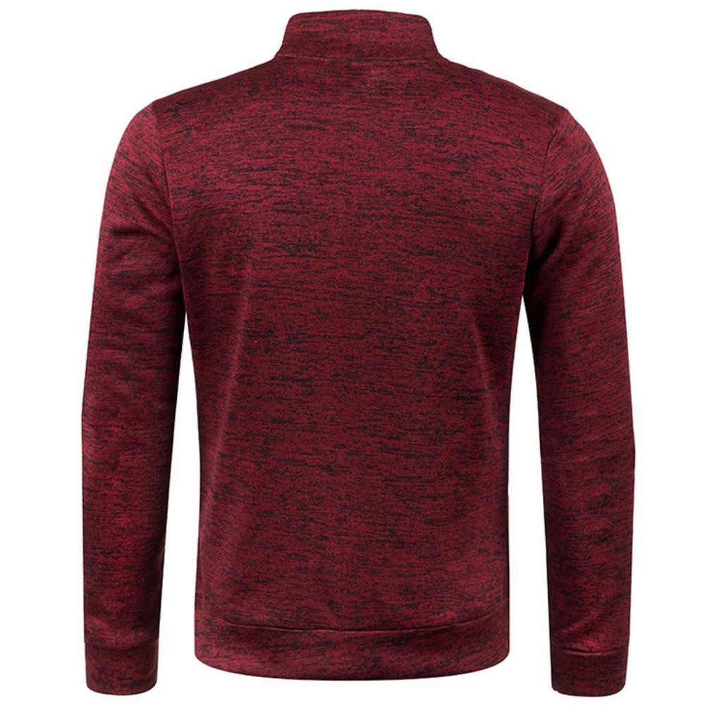 Autumn and Winter Men's Collar Zipper Knitted Sweater Sleeves Thin Velvet Style Trendy Top Sweater Jacket Plus Size Men
