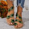 Fashion Yellow Embroidered Faux Flower Fashion Sandals Flat Plus Size 43 Summer Outdoor Beach Shoes Travel Mom Shoes