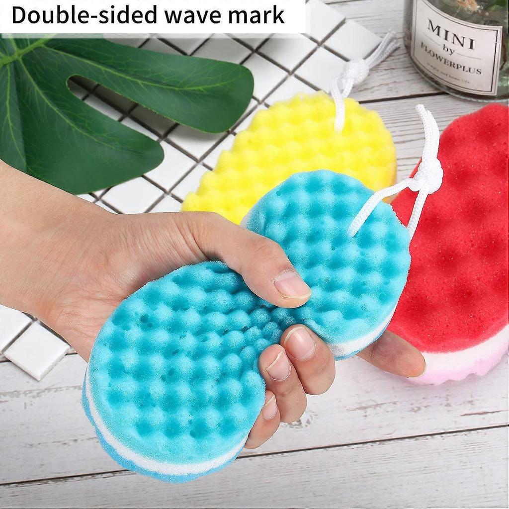 3 Pieces Soft Bath Foam Sponge Exfoliating Body Shower Sponge Double-Sided Fiber Sponges for Women and Men