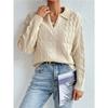 Women S Solid Color Long Sleeve Polo Neck Knit Sweater